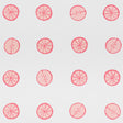 Lemonade wallpaper in Grapefruit by Vera Neumann for Schumacher, featuring whimsical hand-drawn citrus slices in a polka dot pattern.