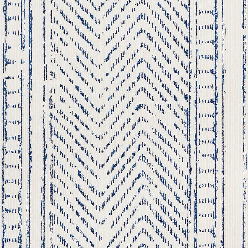 Mohave Indigo by Schumacher Artisanal Handblocked Stripe Wallpaper – Schumacher 5009842