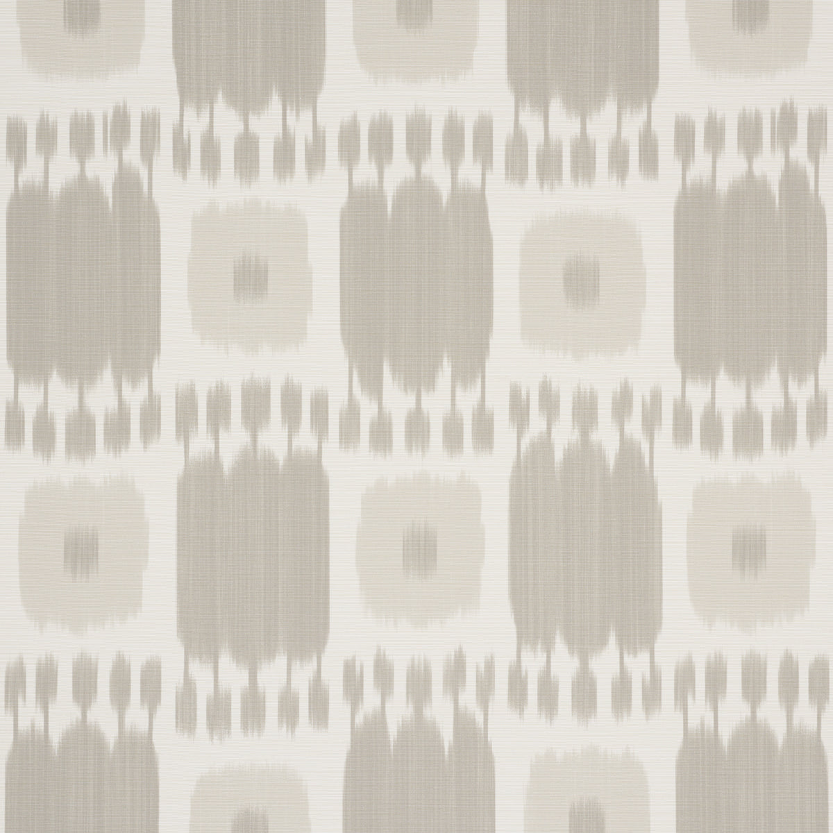 KANDIRA painterly checkerboard ikat wallpaper in stone by Schumacher, shown in room and detail views