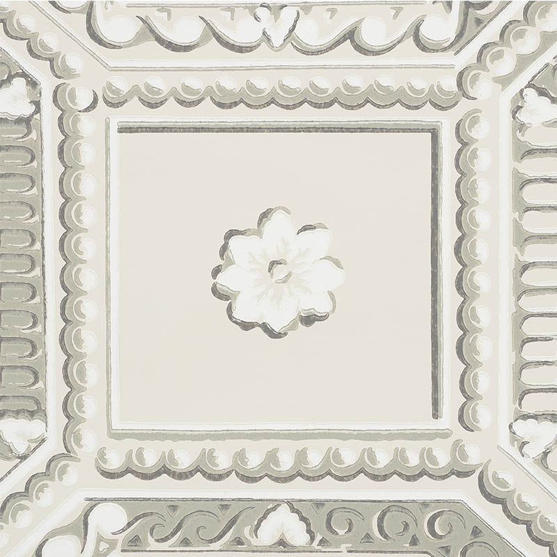 Lacunaria Stone Trompe L'Oeil Coffered Ceiling Wallpaper – Schumacher 5009901