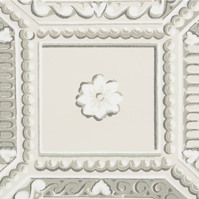 Lacunaria Stone Trompe L'Oeil Coffered Ceiling Wallpaper – Schumacher 5009901