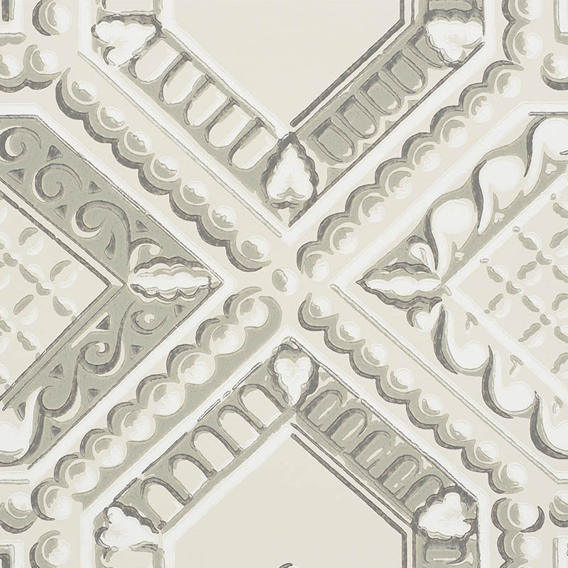 Lacunaria Stone Trompe L'Oeil Coffered Ceiling Wallpaper – Schumacher 5009901