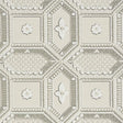 Lacunaria stone colorway wallpaper with a trompe l'oeil coffered ceiling pattern and stylized florettes by Schumacher