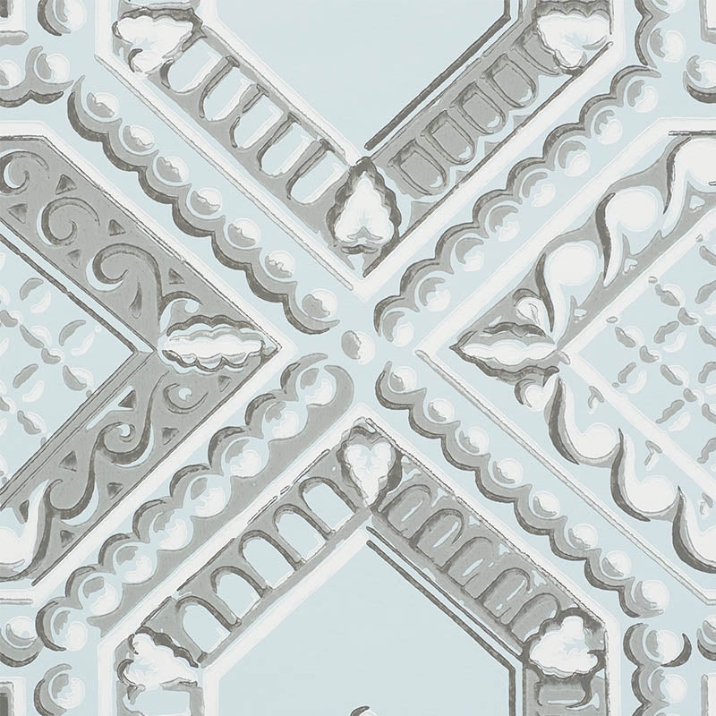 Lacunaria Sky by Schumacher Trompe L'Oeil Ceiling Wallpaper – Schumacher 5009902