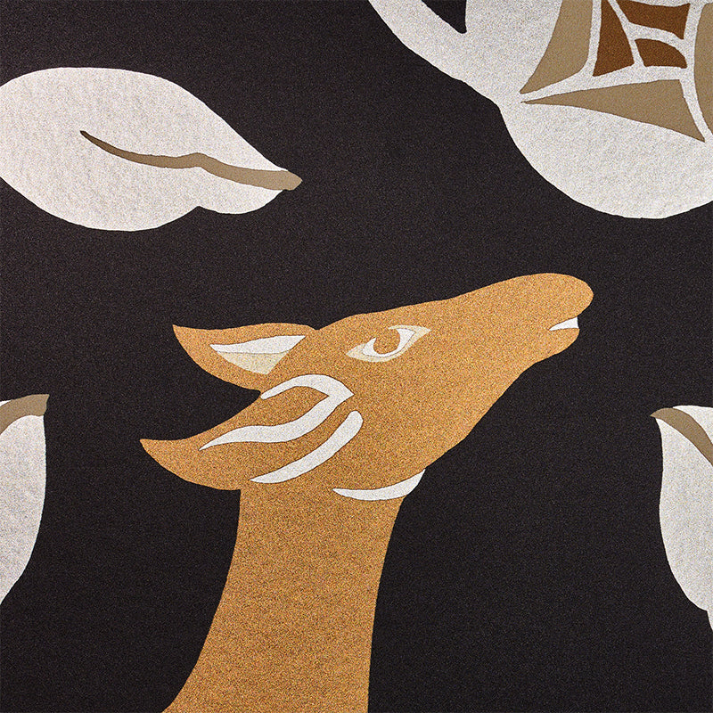Les Gazelles au Bois Vinyl Noir Art Deco Wallpaper by Schumacher – 5010140