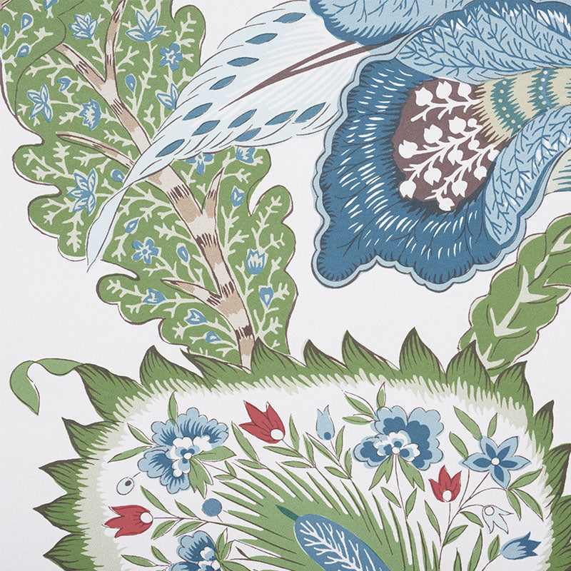 Anjou Stripe Emerald by Timothy Corrigan Classic Floral Stripe Wallpaper – Schumacher 5010170