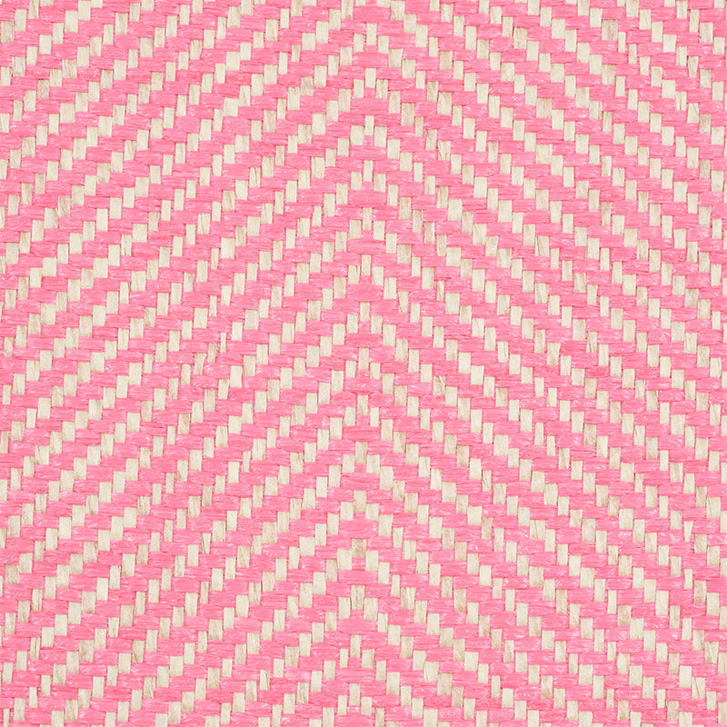 Herringbone Paperweave Pink Wide Width Wallpaper – Schumacher 5010235