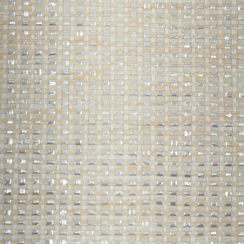 Metal Paperweave Ivory by Schumacher Down to Earth Textured Wallcovering – 5010311