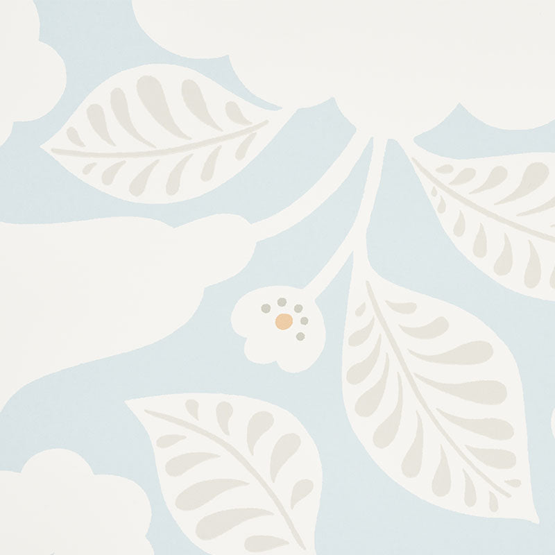 JACKIE Sky by Schumacher Contemporary Arts & Crafts Floral Wallpaper – Schumacher 5010371