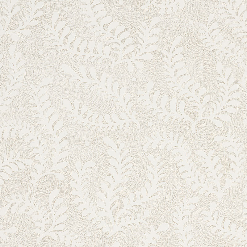 Etched Fern wallpaper in Natural by Schumacher, featuring a delicate fern motif with a textured, etched effect in neutral tones.