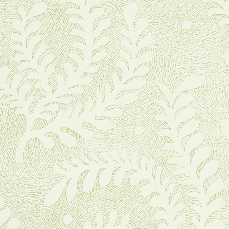 Etched Fern Leaf by Schumacher Leaf Green Botanical Wallpaper – Schumacher 5010381