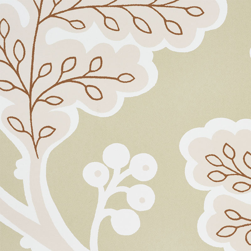 Estelle Blush by Schumacher Contemporary Arts & Crafts Floral Wallpaper – Schumacher 5010391