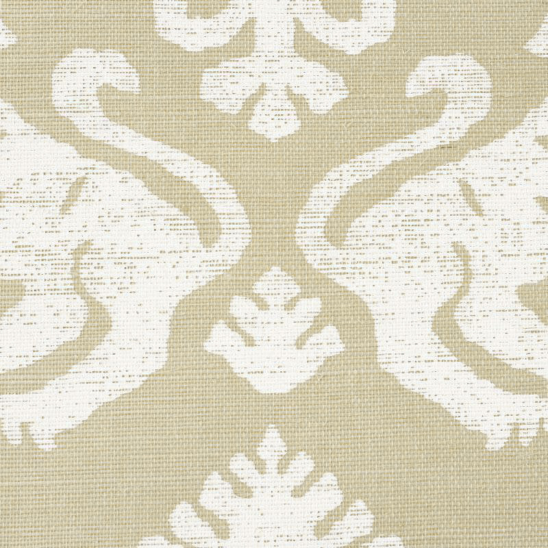 Regalia Sisal Ivory on Natural by Schumacher Mirrored Lions Grasscloth Wallpaper – Schumacher 5010531
