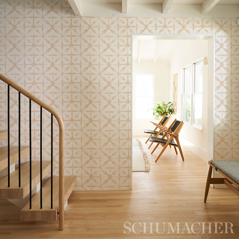 ANDROMEDA Sand by Schumacher Shibori-Inspired Geometric Wallpaper – Schumacher 5010574