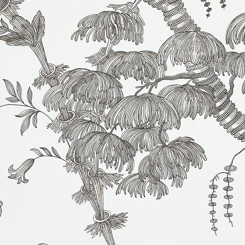 San Cristobal Toile Black by Schumacher 18th-Century Botanical Wallpaper – Schumacher 5010622