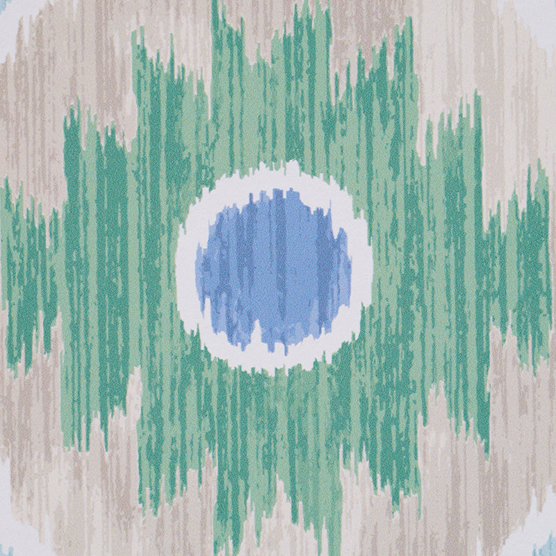 ELIZIA IKAT Green & Blue Wide-Width Ikat Wallpaper – Schumacher 5010710