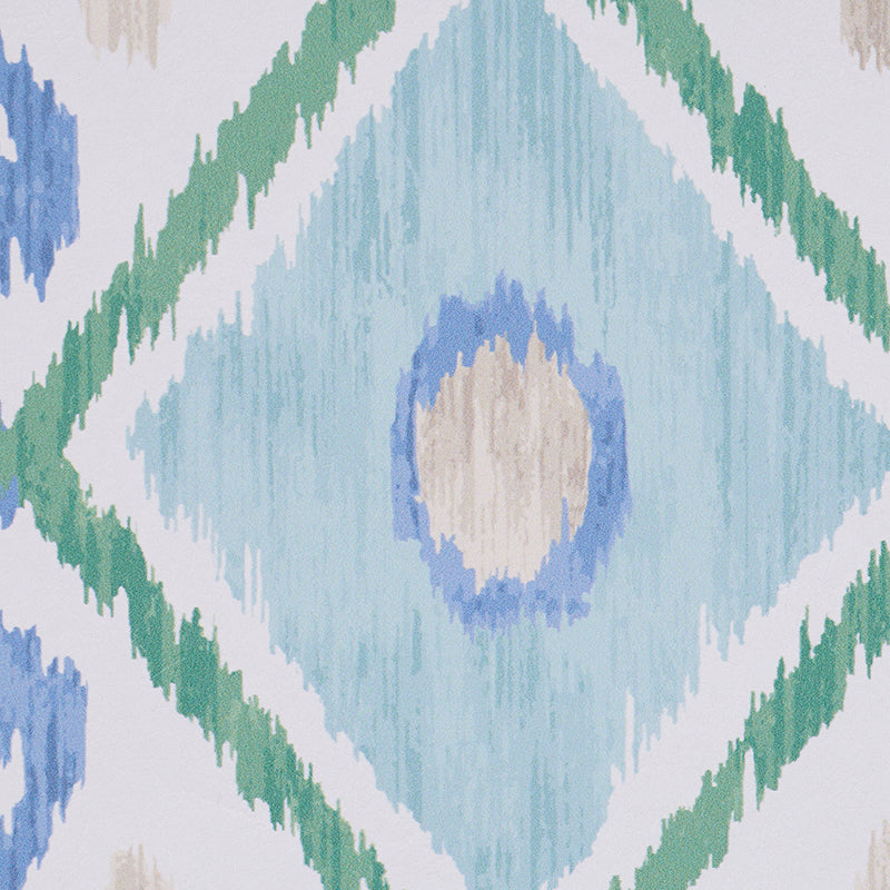 ELIZIA IKAT Green & Blue Wide-Width Ikat Wallpaper – Schumacher 5010710
