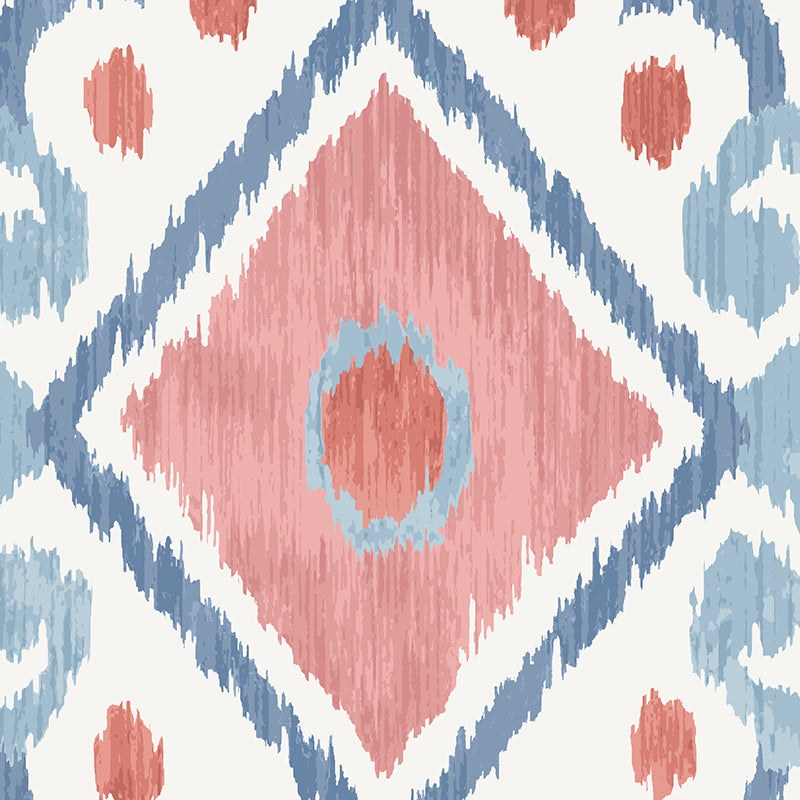 ELIZIA IKAT Rose & Indigo Wide-Width Wallpaper – Schumacher 5010712