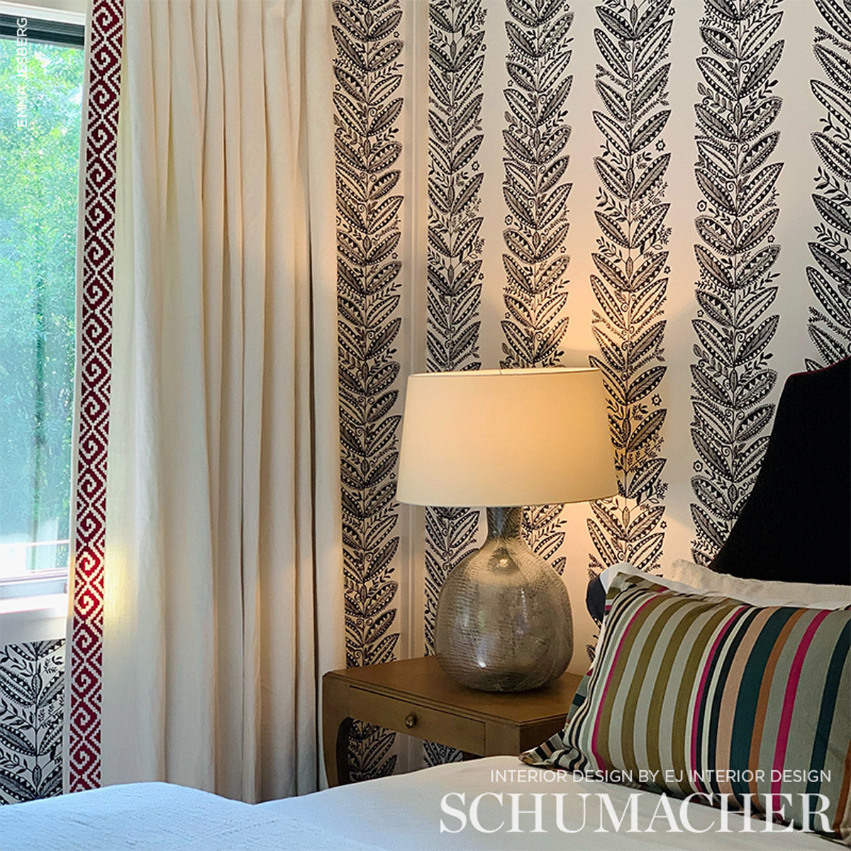 ELAND Black Scandinavian Modern Botanical Wallpaper – Schumacher 5010832