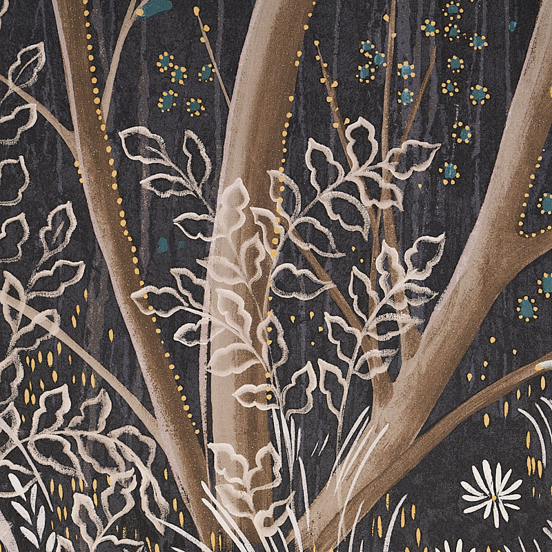 Brindille Golden Accented Panel Set Carbon by Colette Cosentino – Schumacher 5010921