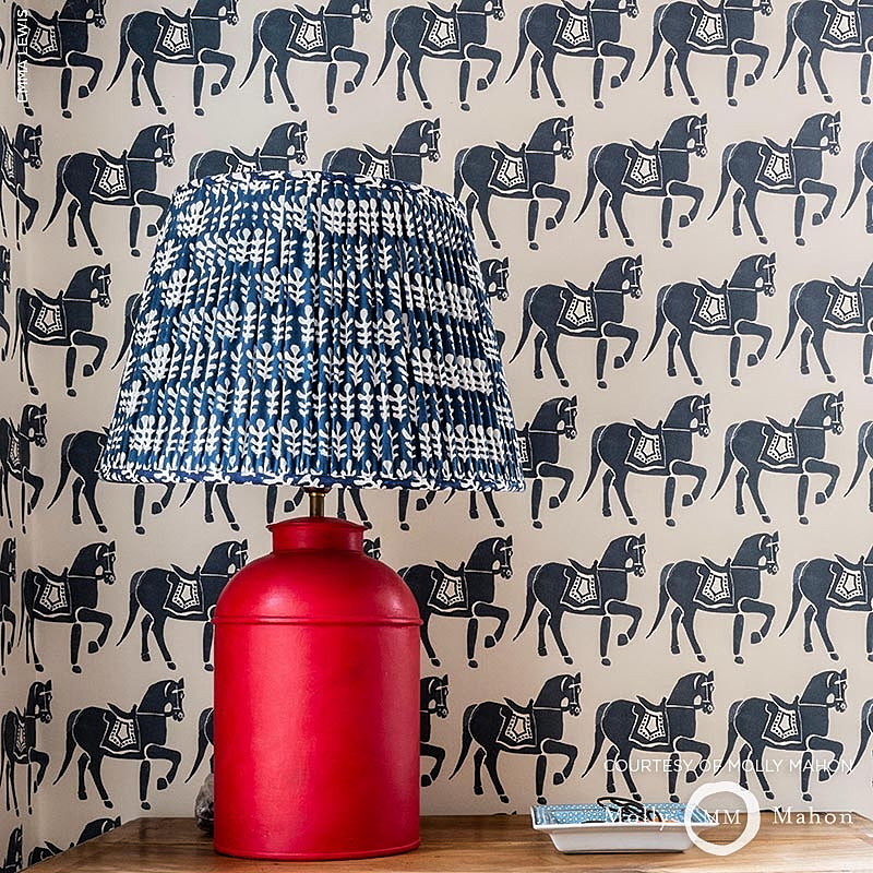 Marwari Horse Navy by Molly Mahon Whimsical Horse Wallpaper – Schumacher 5011130