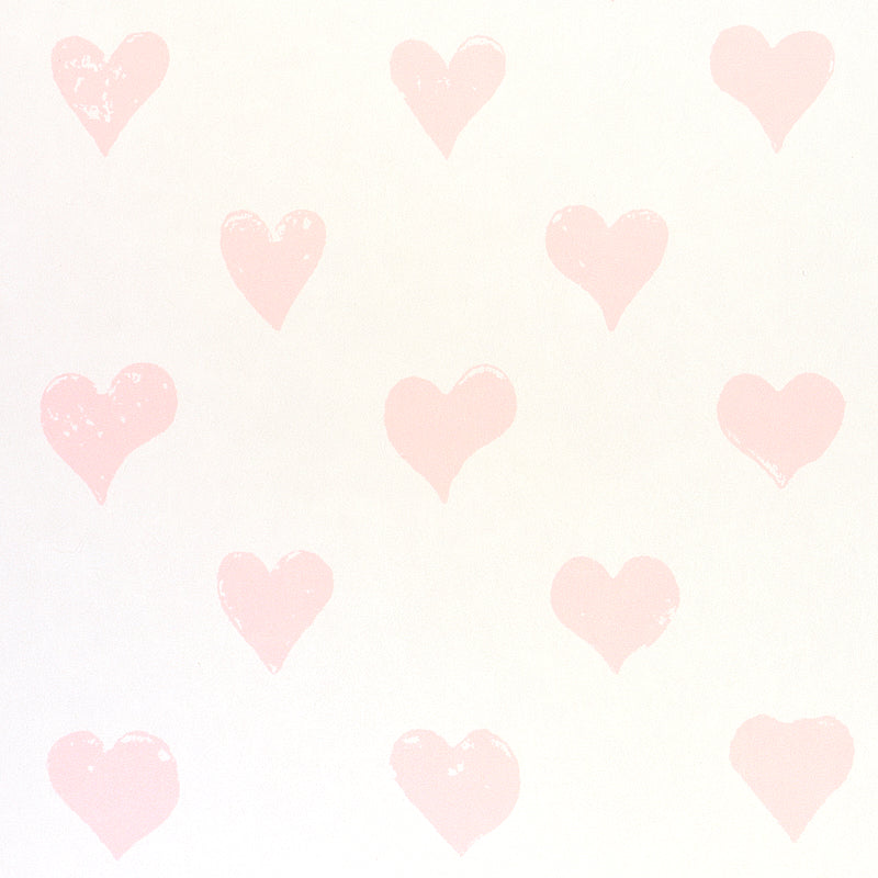 Hearts Pink by Molly Mahon Whimsical Heart Wallpaper – Schumacher 5011160