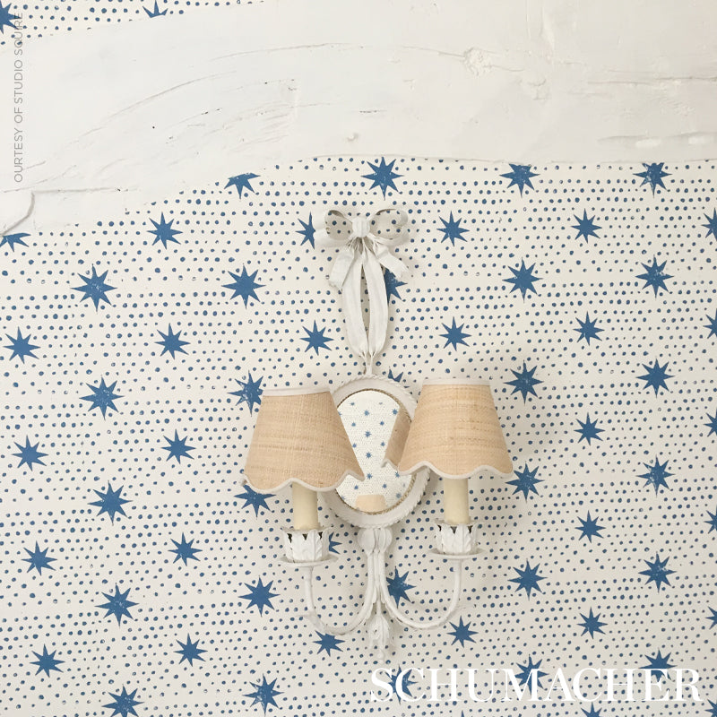 Spot & Star Blue by Molly Mahon Digital Print Wallpaper – Schumacher 5011170