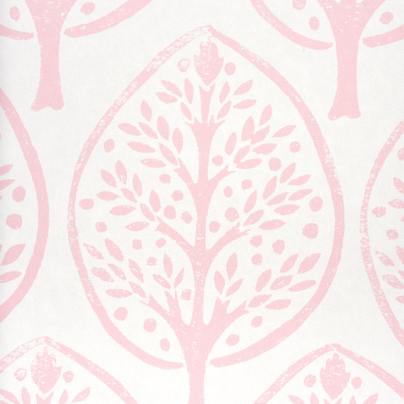TREE Pink by Molly Mahon Stylized Tree Motif Wallpaper – Schumacher 5011181