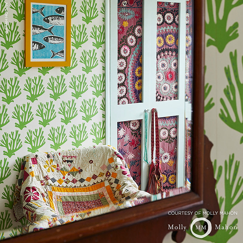 Coral Green by Molly Mahon Ocean-Inspired Designer Wallpaper – Schumacher 5011200
