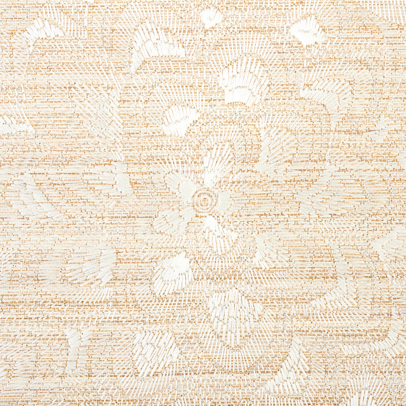 Lotus Embroidery Sisal Ivory by Schumacher Embroidered Floral Wallpaper – Schumacher 5011210