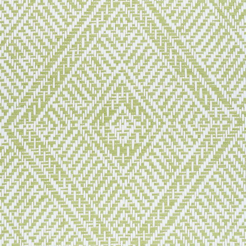 Tortola Paperweave Green by Schumacher Diamond Geometric Woven Wallpaper – Schumacher 5011251