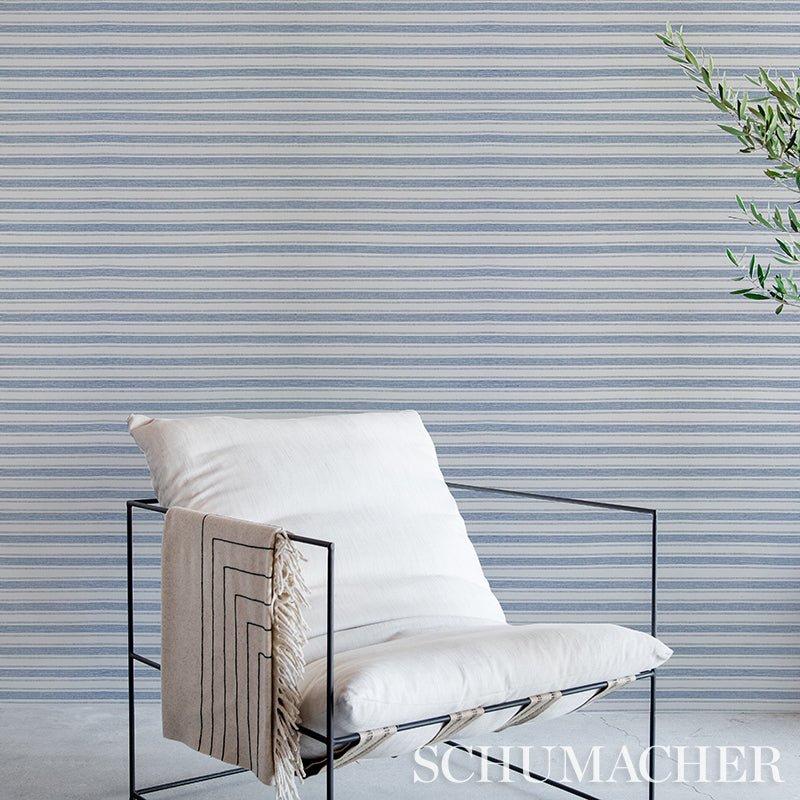 Oxnard Paperweave Ivory Woven Stripe Wallpaper – Schumacher 5011300