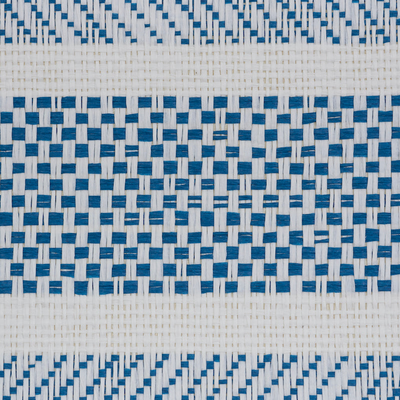Oxnard Paperweave Blue Woven Stripe Wallpaper – Schumacher 5011302