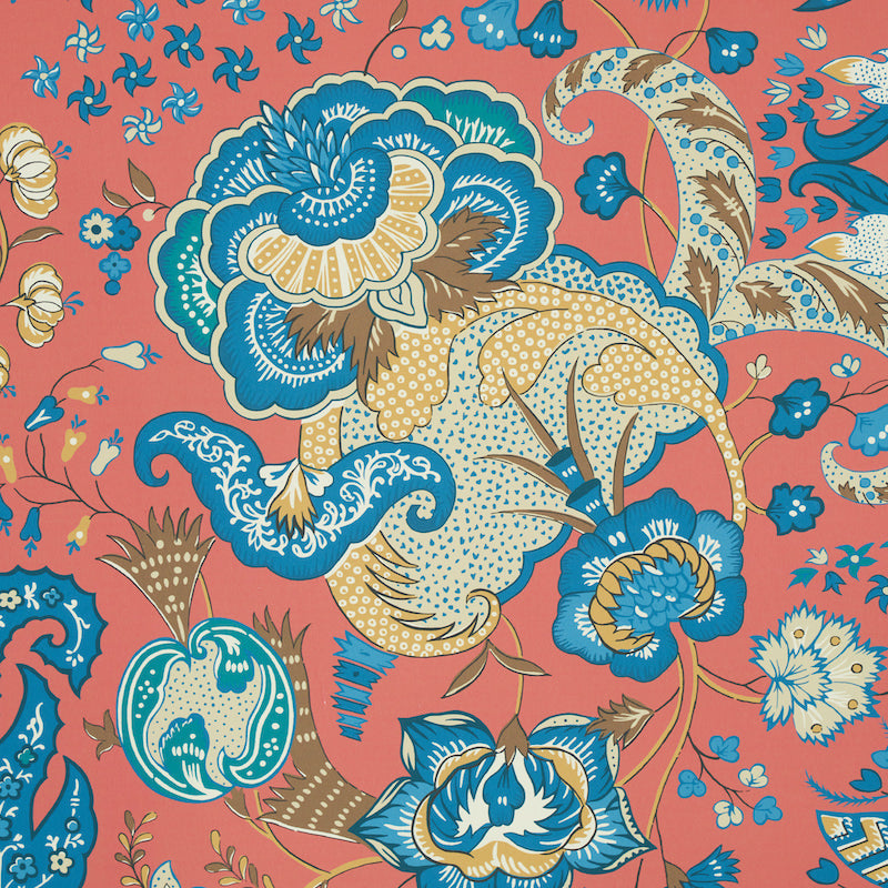 Majorelle Wide-Width Red Floral Wallpaper by Schumacher – 5011351