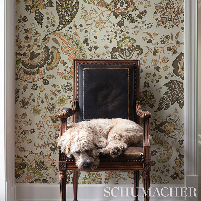Majorelle Neutral Wide-Width Floral Wallpaper by Schumacher – 5011352