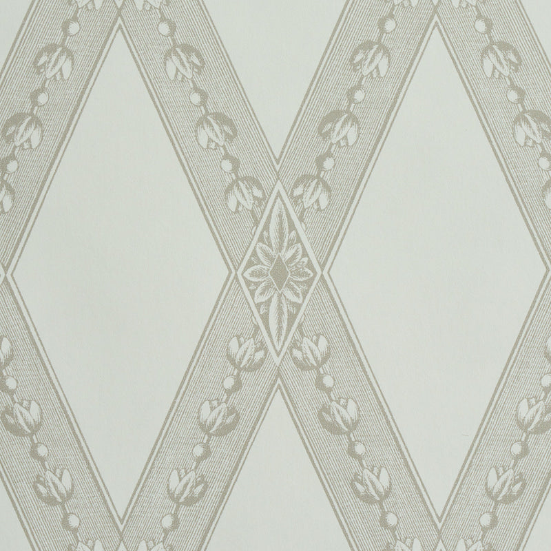 LES LOSANGES TOILE Stone by Schumacher Classic Trellis & Lozenge Motif Wallpaper – 5011360