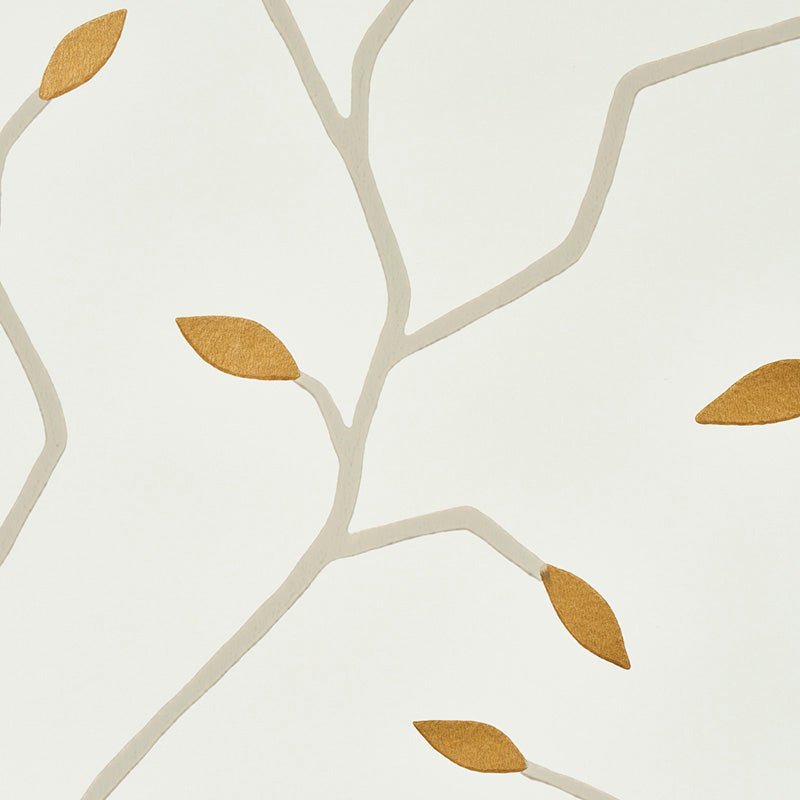 Cymbeline Ivory & Gold Botanical Branch Wallpaper – Schumacher 5011380