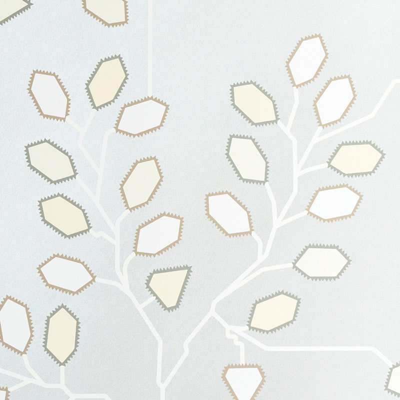 TUMBLE WEED Silver White by Neisha Crosland Modern Arboreal Geometric Wallpaper – Schumacher 5011421
