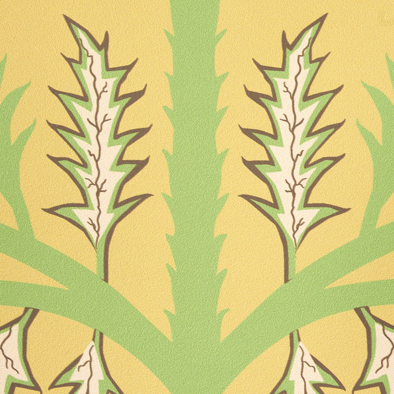 Thistle Mustard by Neisha Crosland Botanical Wallpaper – Schumacher 5011432