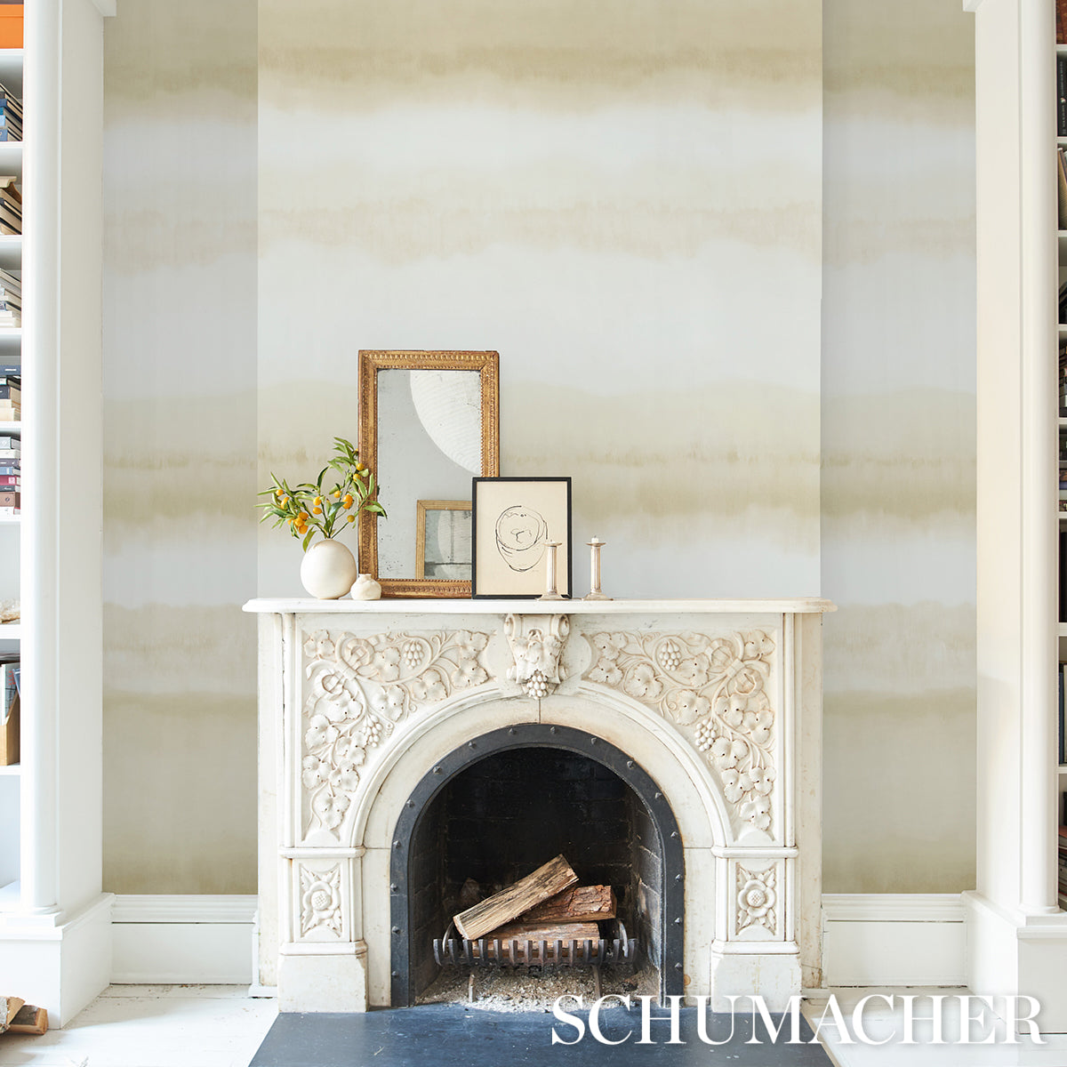 Orissa Panel Natural by Schumacher Watercolor Wallcovering – Schumacher 5011452