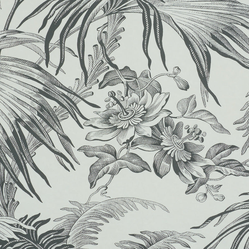 TOILE TROPIQUE Black by Schumacher Botanical Tropical Wallpaper – Schumacher 5011481