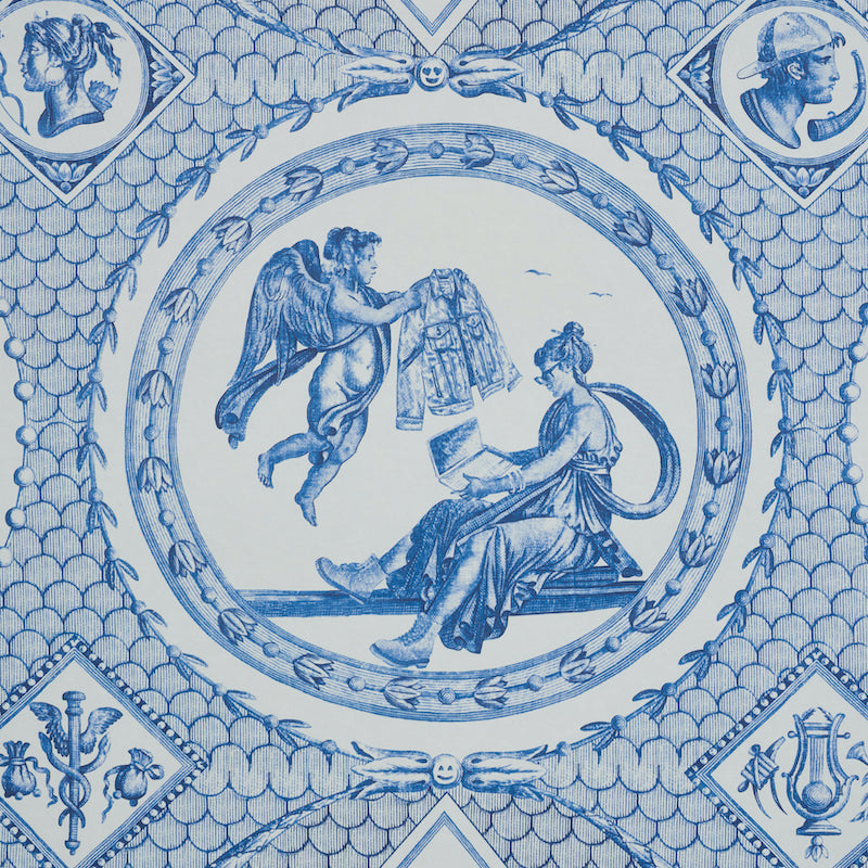LES SCENES CONTEMPORAINES Blue by Schumacher Greco-Roman Contemporary Wallpaper – Schumacher 5011490