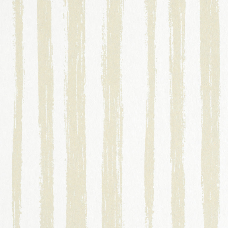 Sketched Stripe wallpaper in Natural by Schumacher features hand-painted vertical lines in a painterly stripe motif.