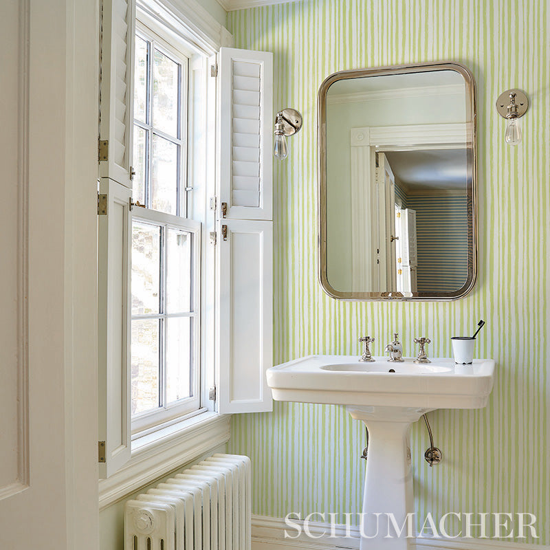 Sketched Stripe Yellow by Schumacher Painterly Stripe Wallpaper – Schumacher 5011543