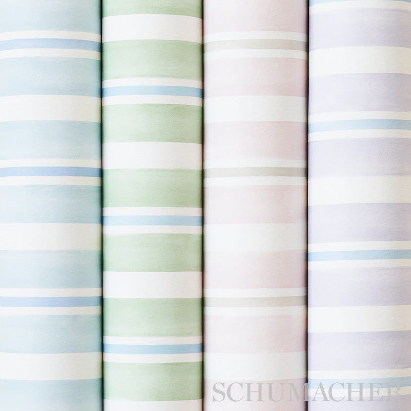 Watercolor Stripe Mineral by Schumacher Artistic Blue Stripe Wallpaper – Schumacher 5011571