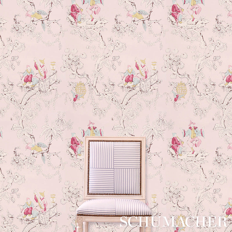 Chinoiserie Moderne Soft Grey by Schumacher Modern Chinoiserie Scenic Wallpaper – Schumacher 5011652