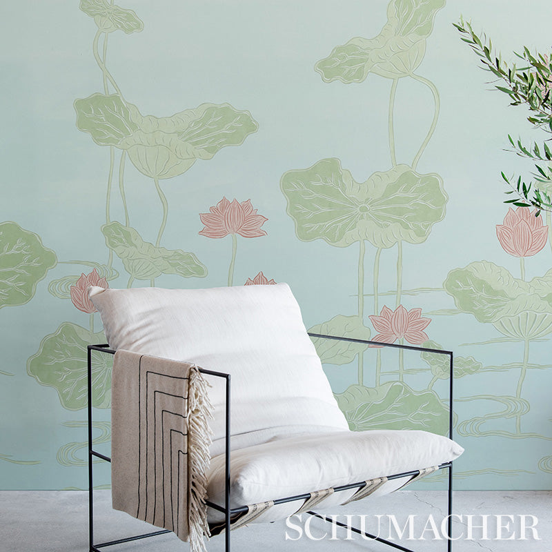 Kireina Lotus Panel Set White Ivory by Schumacher Scenic Wall Mural – Schumacher 5011691