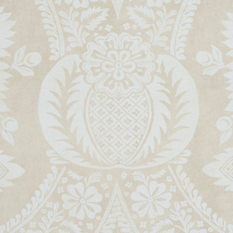 Villandry Damask Print Neutral by Schumacher Damask Wallpaper – Schumacher 5011751