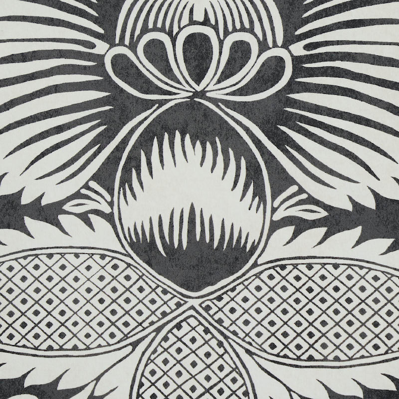 Villandry Damask Print Black by Schumacher Elegant French Damask Wallpaper – Schumacher 5011752