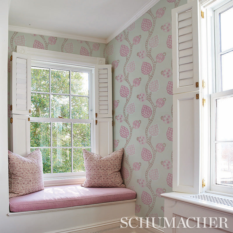 Annabel Warp Print Blue by Schumacher Pomegranate Motif Wallpaper – Schumacher 5011771